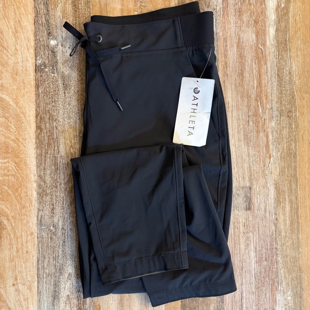 Athleta Midtown Ankle Pant Black Joggers Featherweight Stretch Travel 297748 10